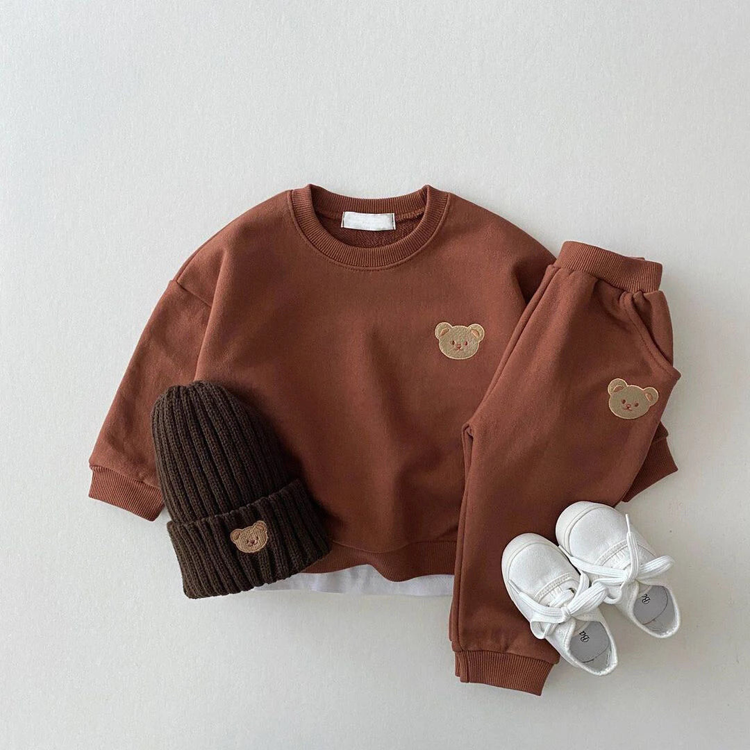 Bear Print Sweatshirt & Pants Set
