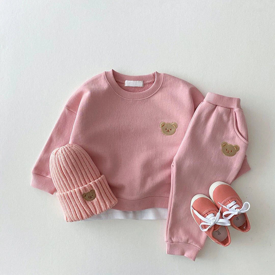 Bear Print Sweatshirt & Pants Set