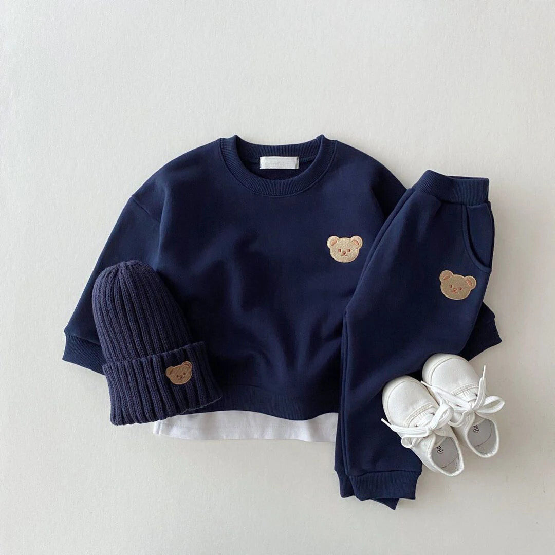 Bear Print Sweatshirt & Pants Set