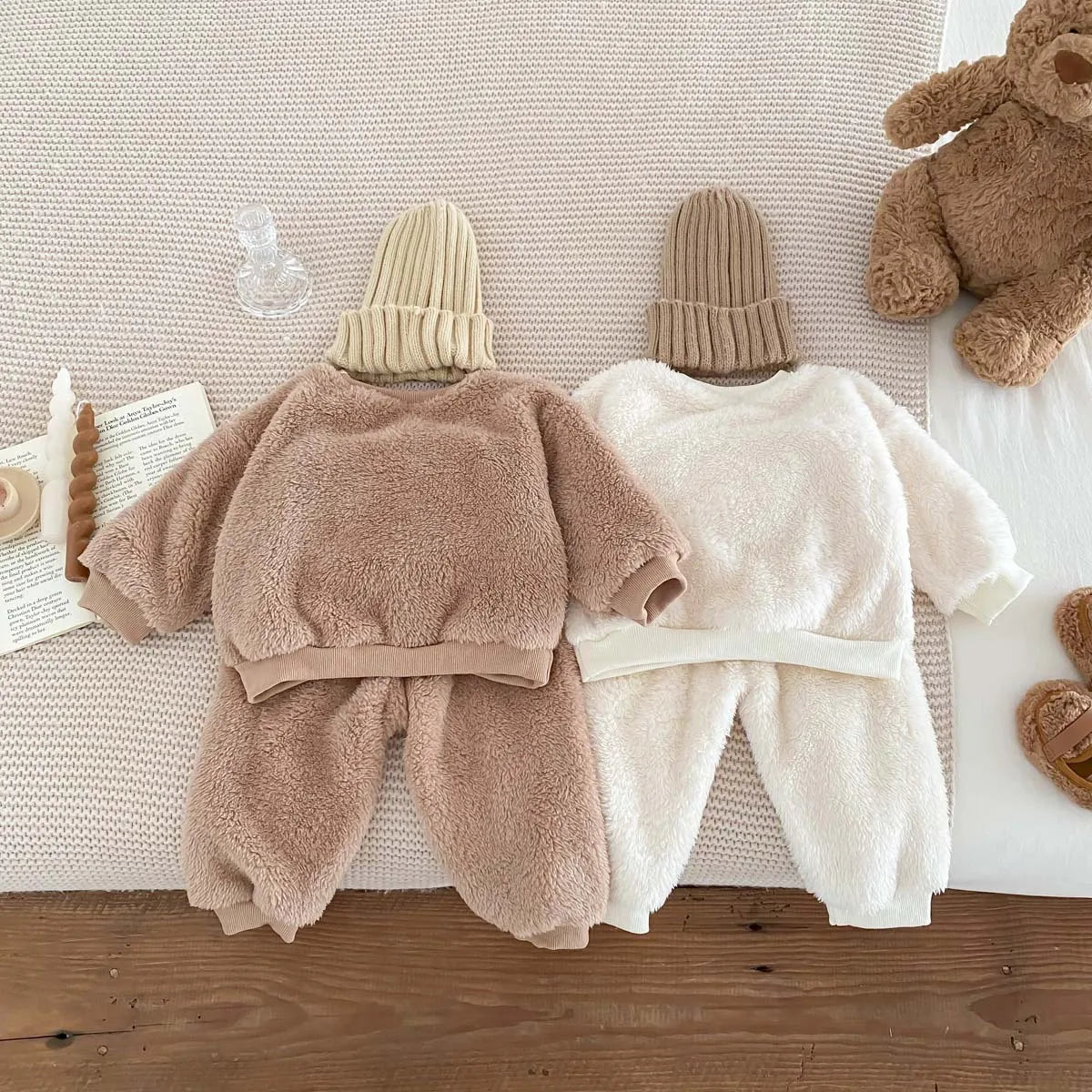Fleece Teddy Bear Sweatshirt & Pants Set