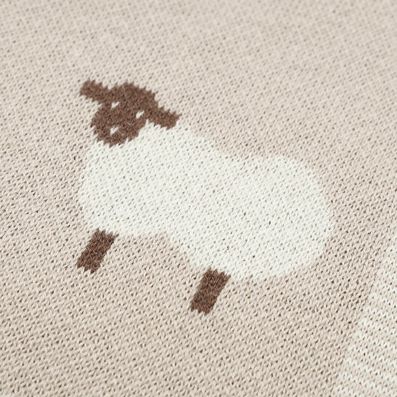 Sheep Cotton Knitted Blanket