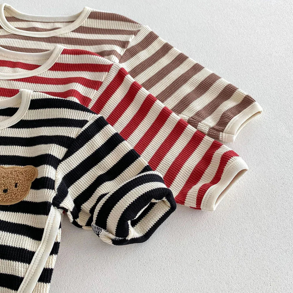 Striped Boucle Bear Top & Pants Set