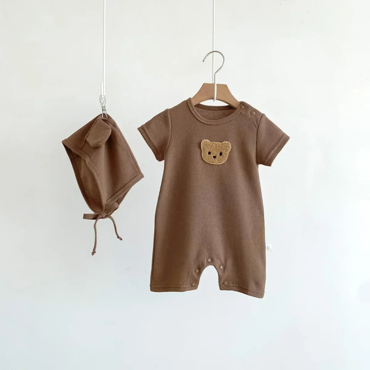 Boucle Bear Waffle Romper & Hat Set