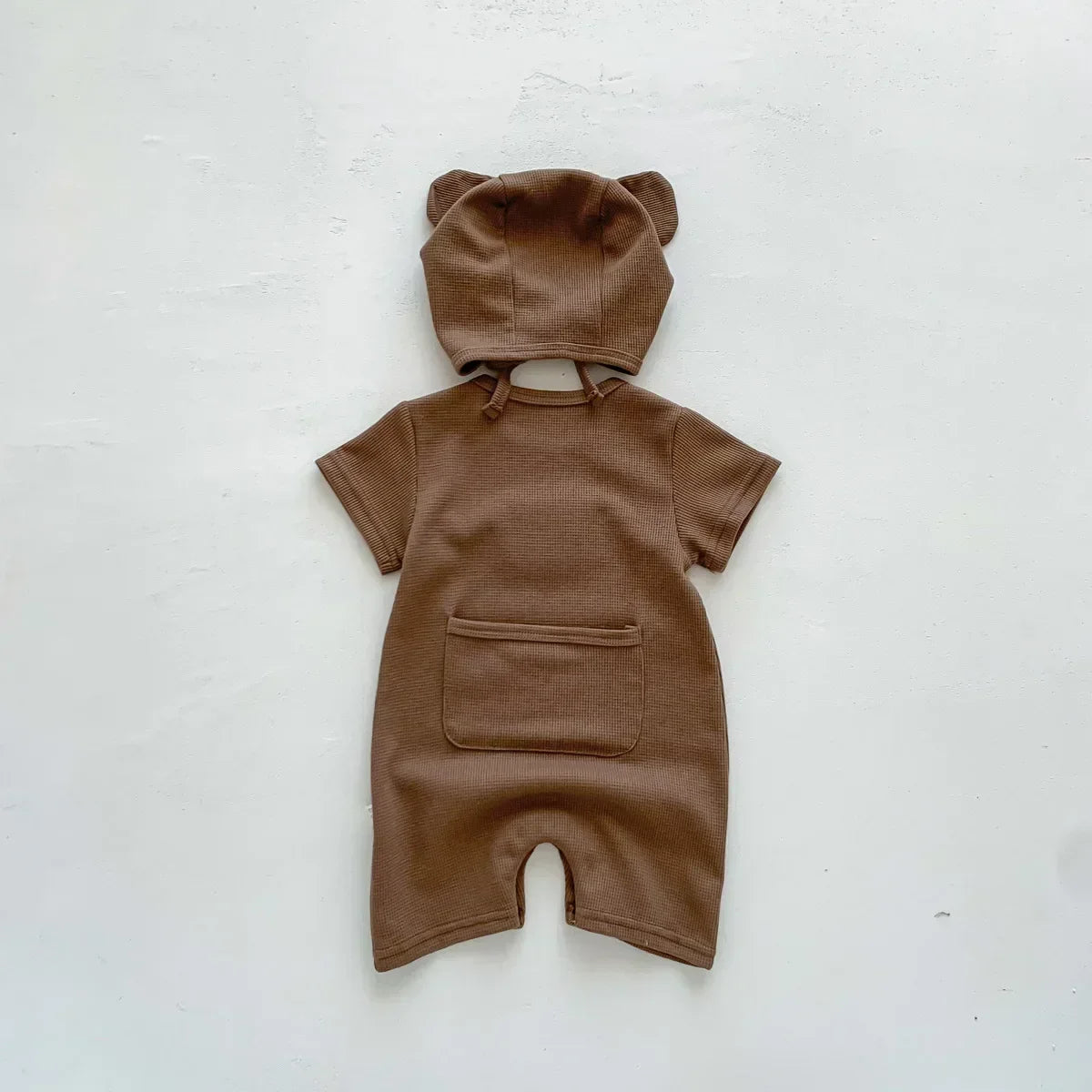 Boucle Bear Waffle Romper & Hat Set