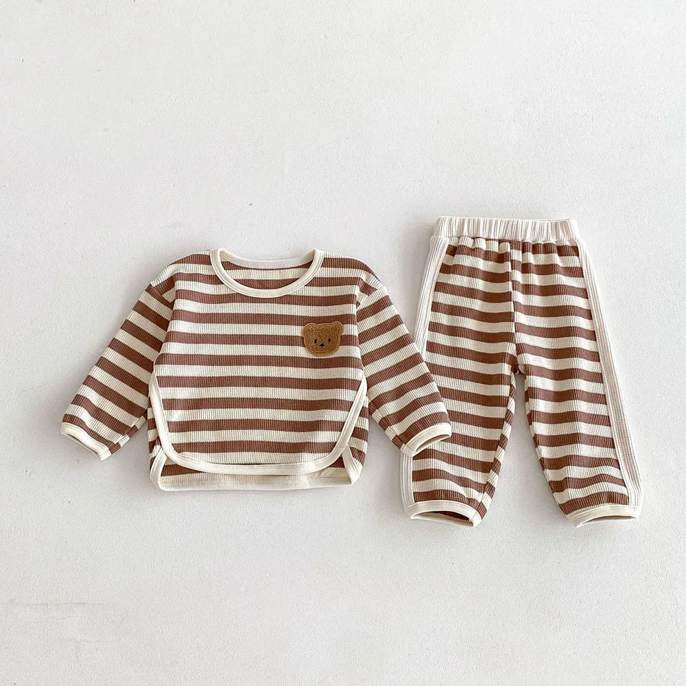 Striped Boucle Bear Top & Pants Set