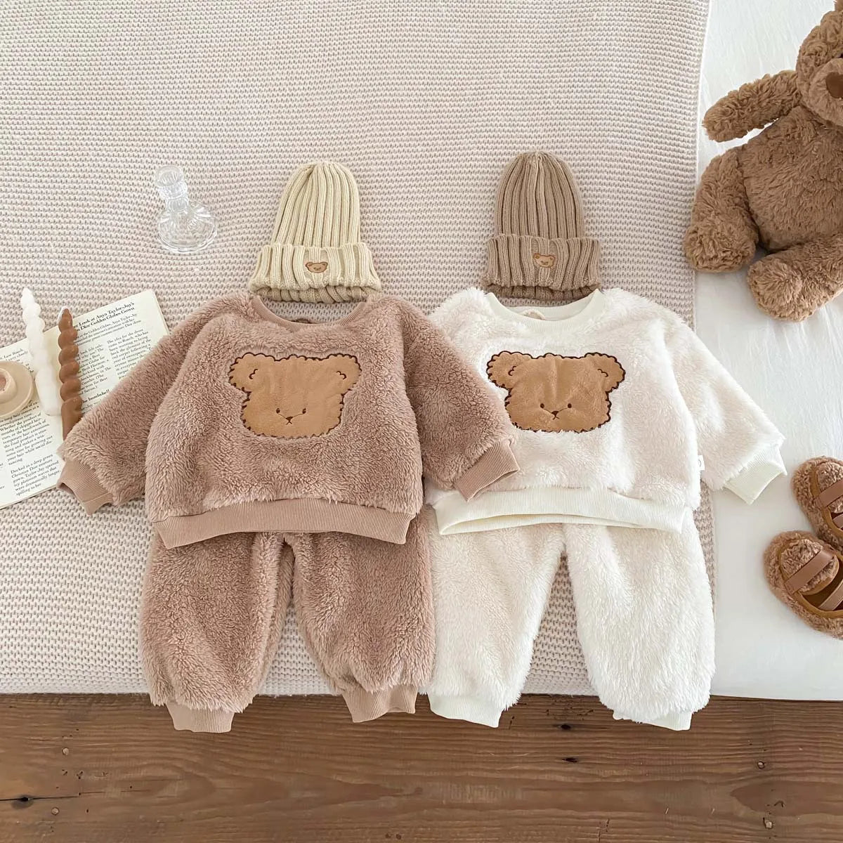 Fleece Teddy Bear Sweatshirt & Pants Set