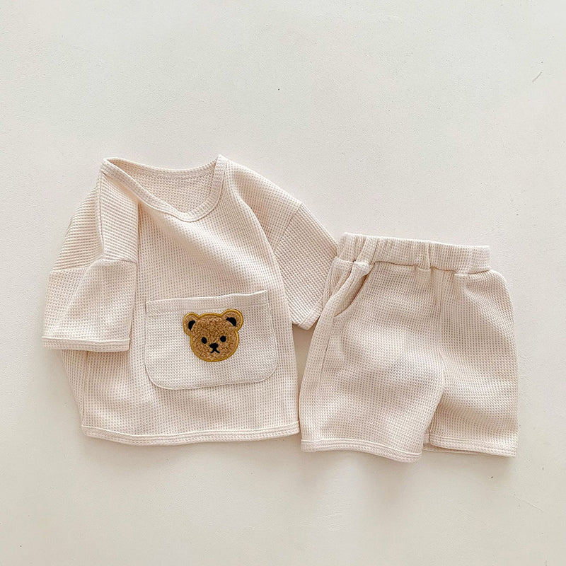 Boucle Bear Waffle Top & Pants Set