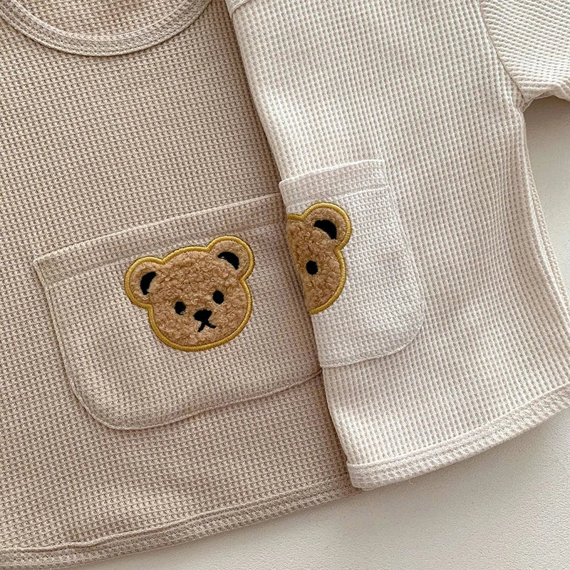 Boucle Bear Waffle Top & Pants Set
