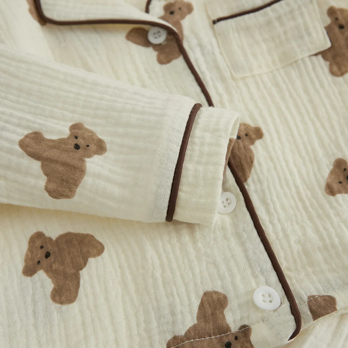 Teddy Bear Print Linen Pyjamas