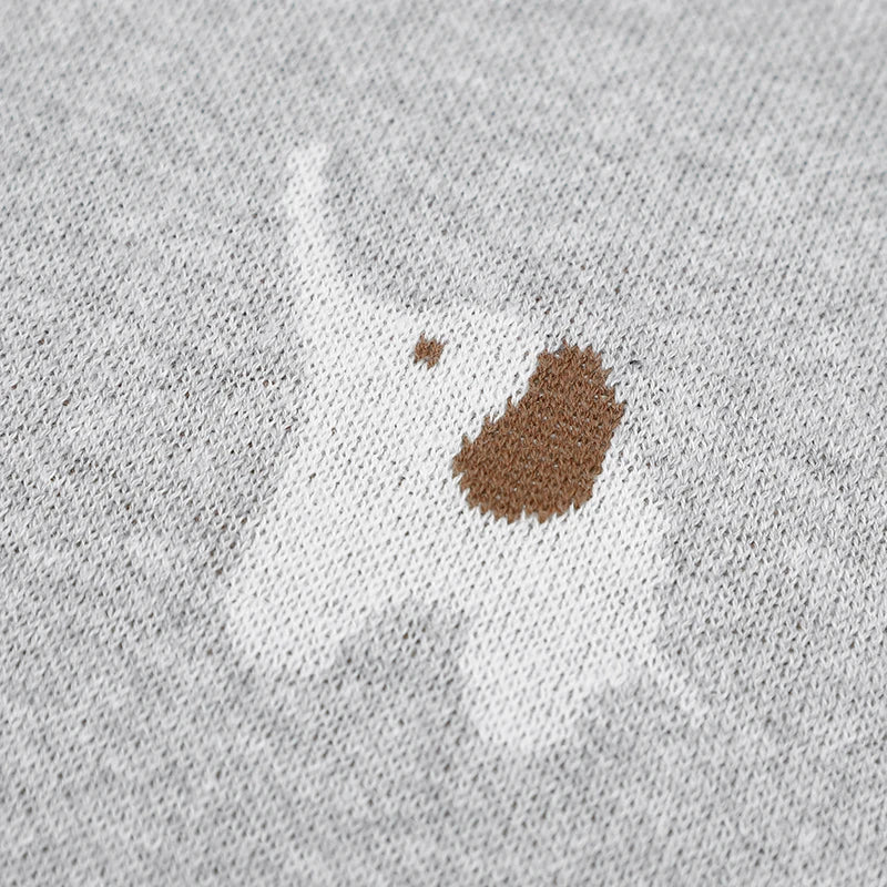 Elephant Cotton Knitted Blanket