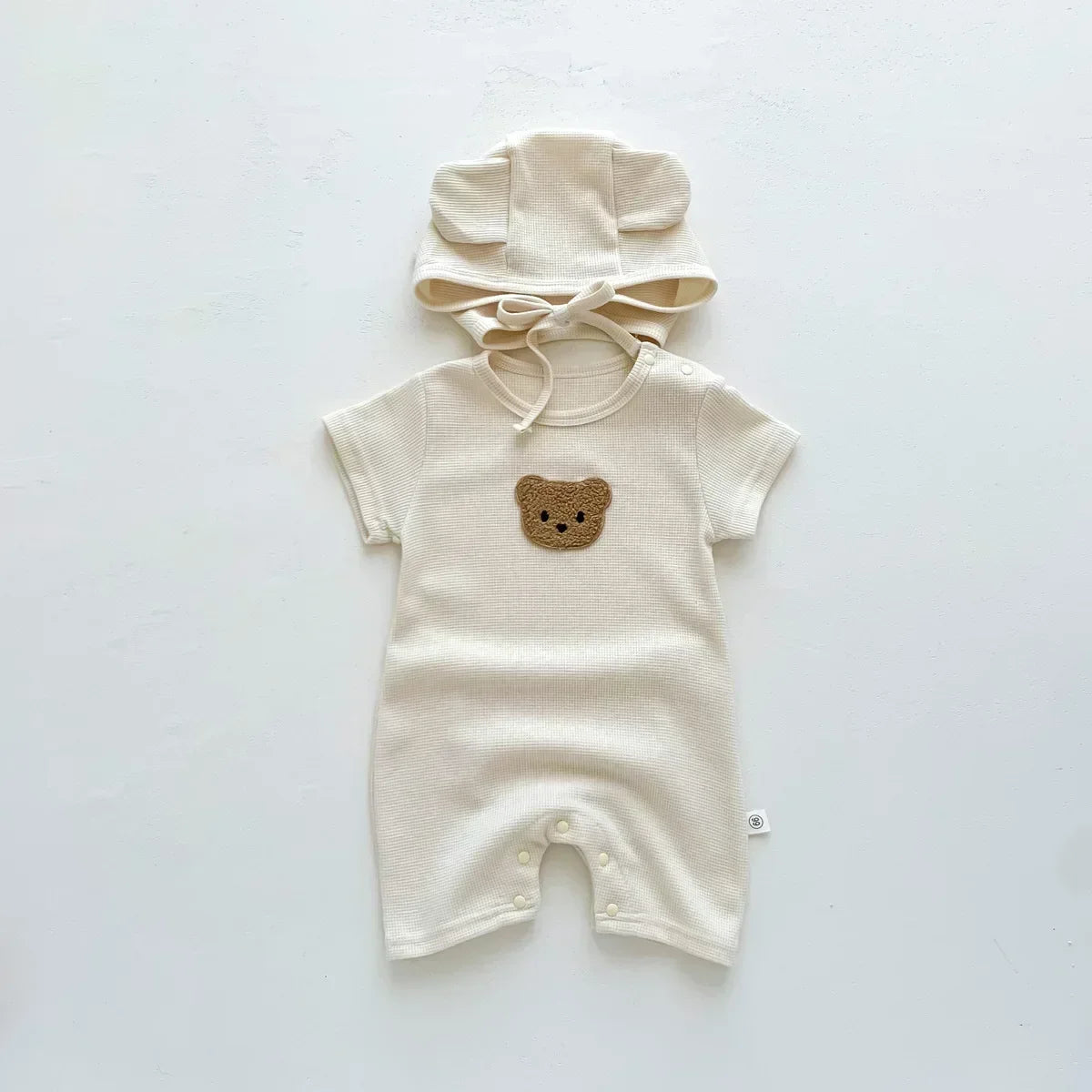 Boucle Bear Waffle Romper & Hat Set