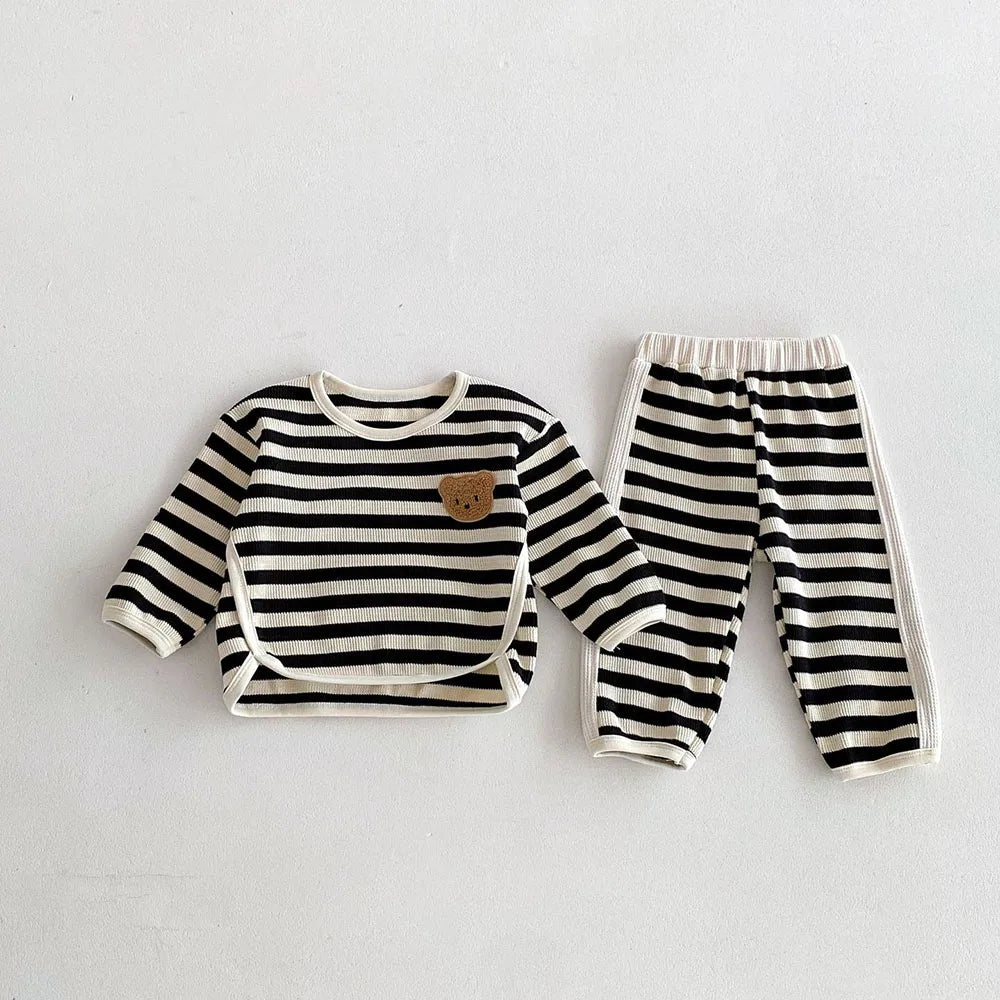 Striped Boucle Bear Top & Pants Set