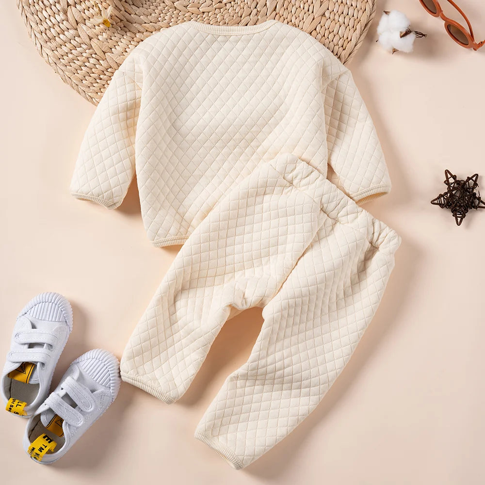 Bear Print Waffle Padded Tracksuit