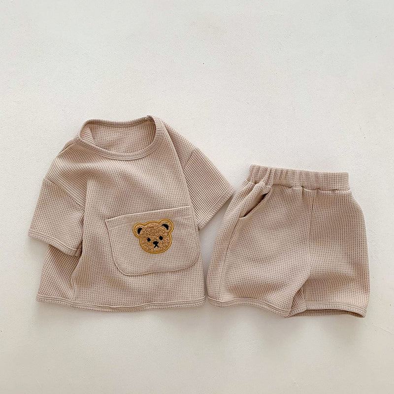 Boucle Bear Waffle Top & Pants Set