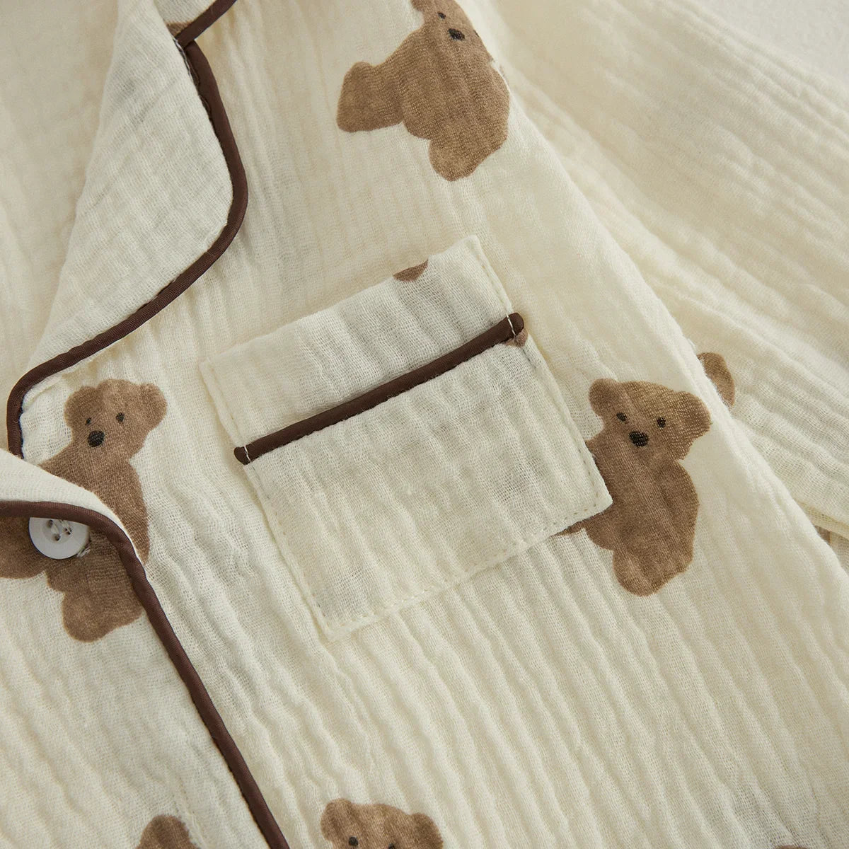 Teddy Bear Print Linen Pyjamas