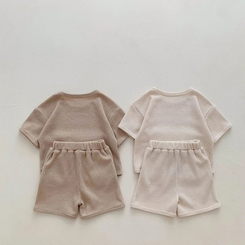 Boucle Bear Waffle Top & Pants Set