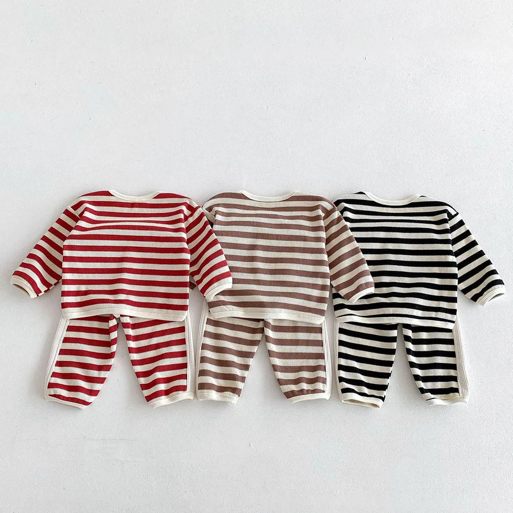 Striped Boucle Bear Top & Pants Set