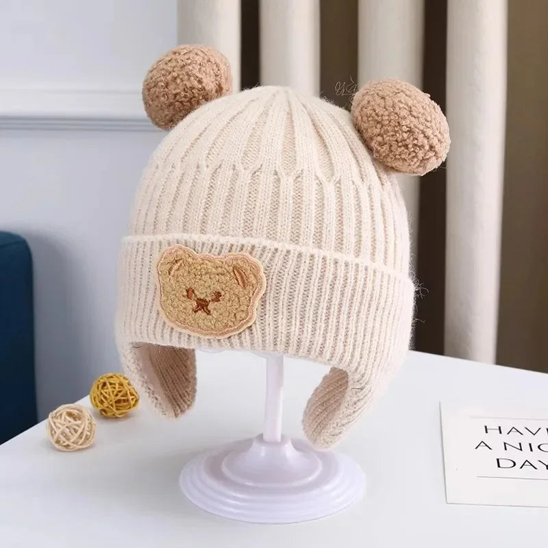 Boucle Bear Knit Beanie Hat