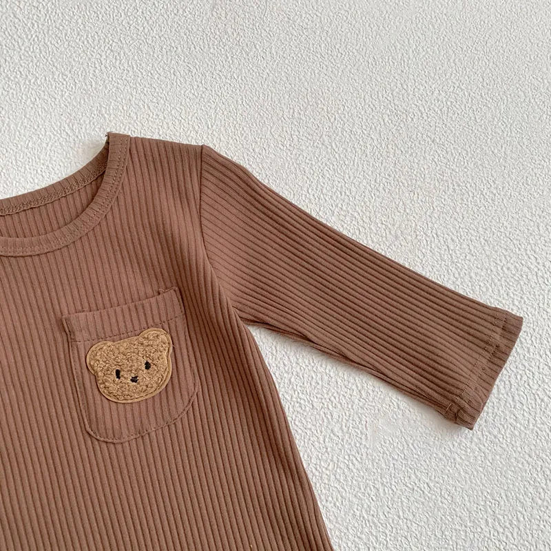 Boucle Bear Ribbed Romper