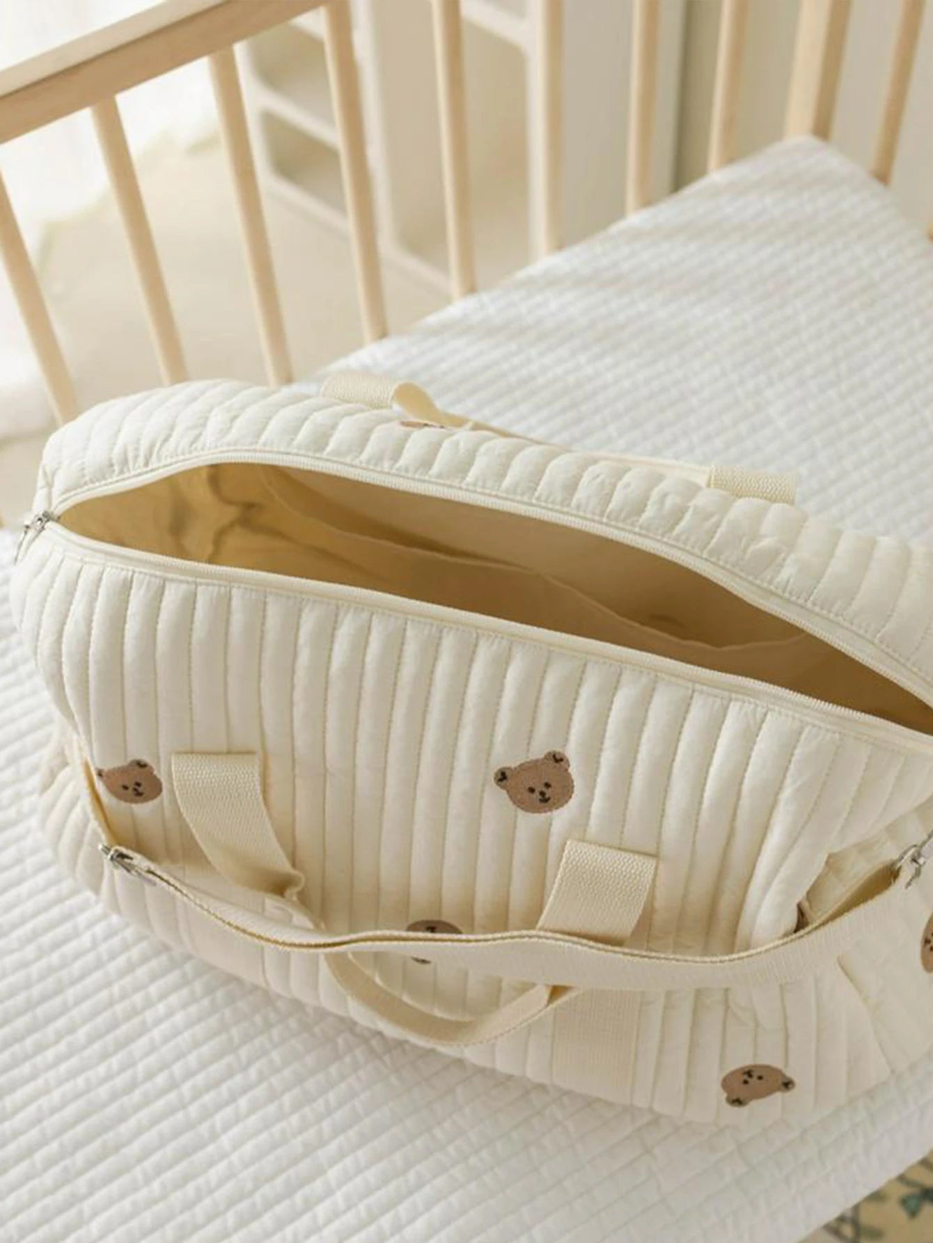 Bear Quilted Changing Diaper Bag