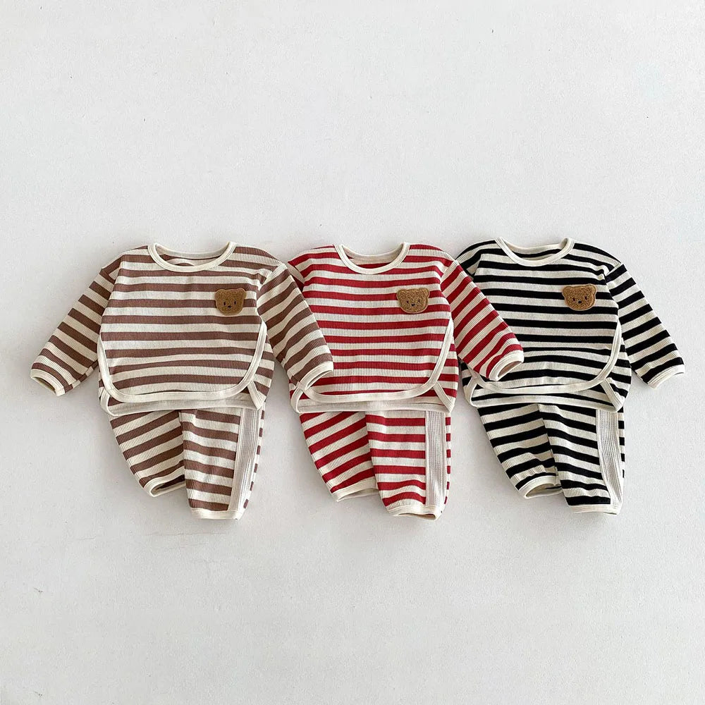 Striped Boucle Bear Top & Pants Set