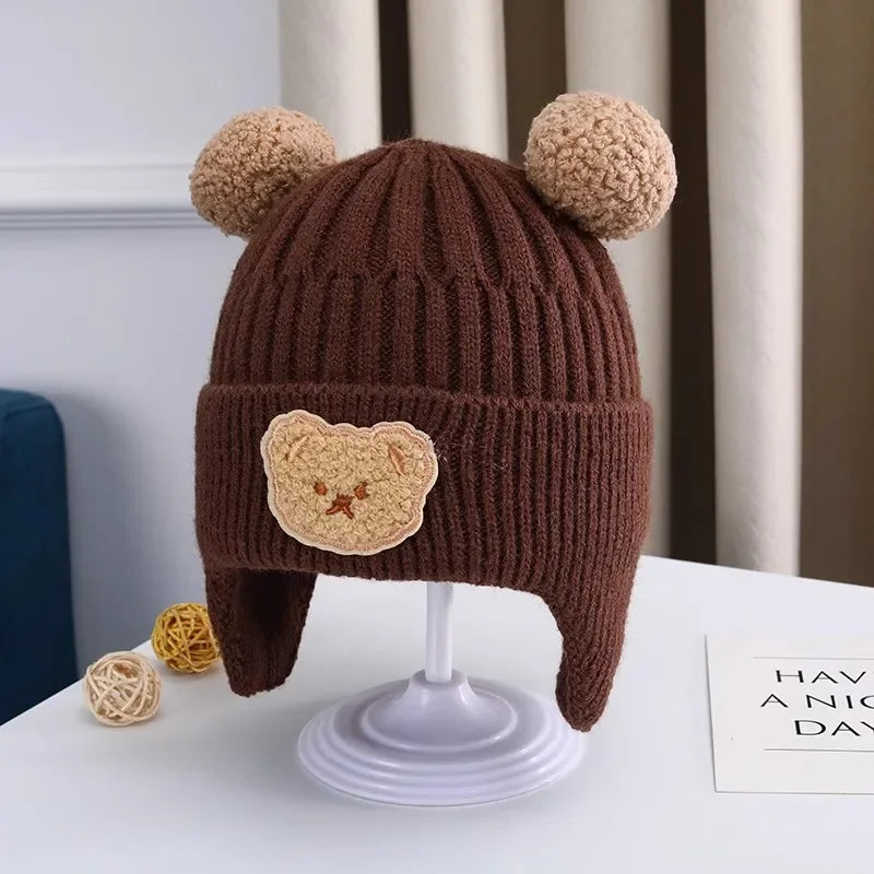 Boucle Bear Knit Beanie Hat