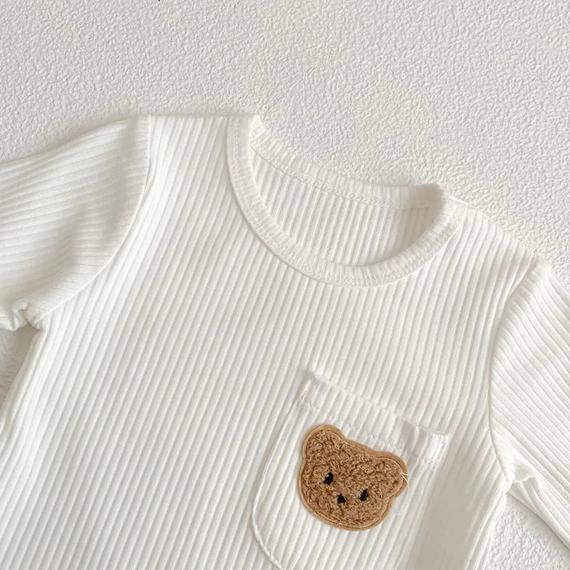 Boucle Bear Ribbed Romper