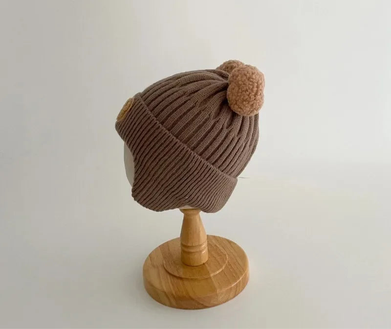 Boucle Bear Knit Beanie Hat