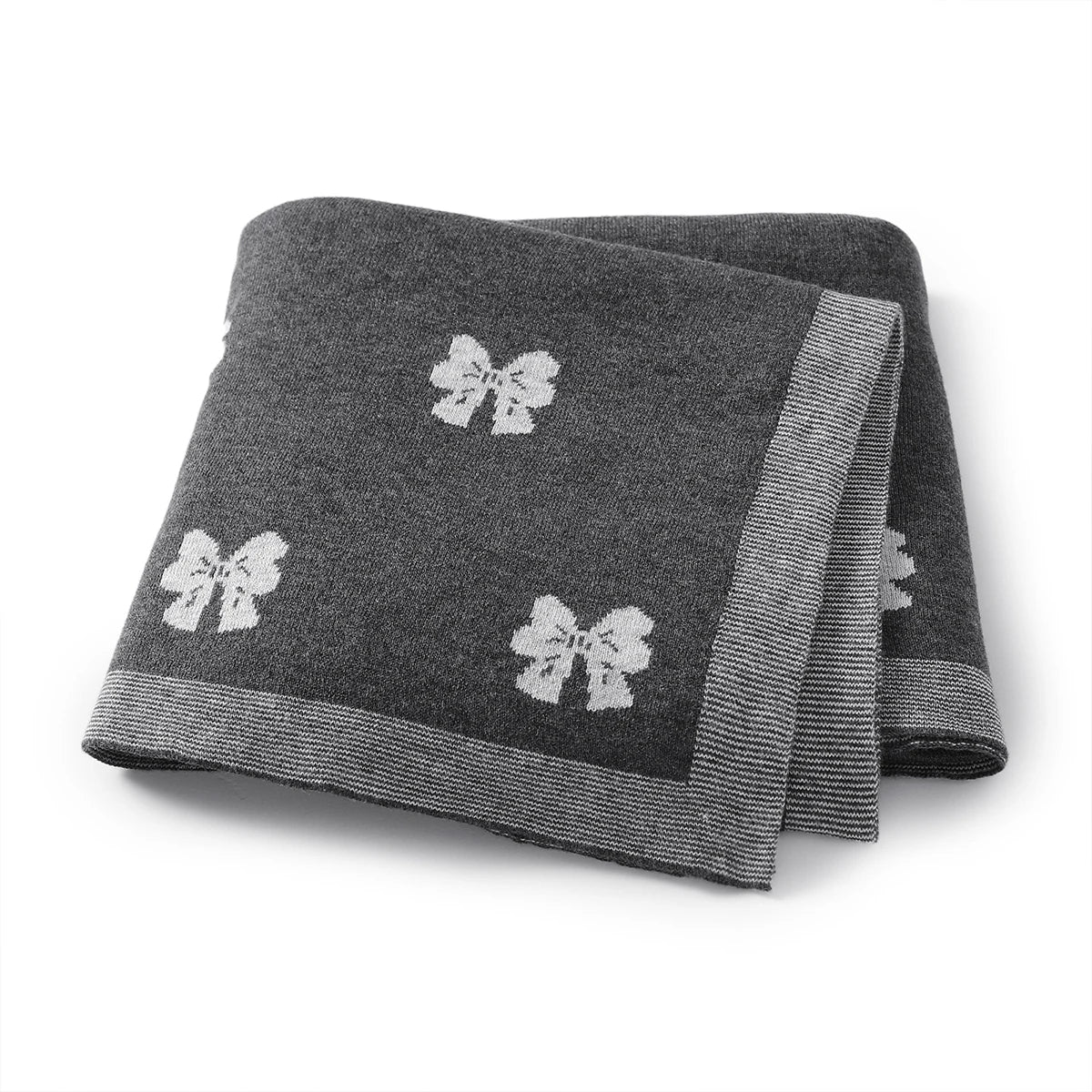 Bow Cotton Knitted Blanket