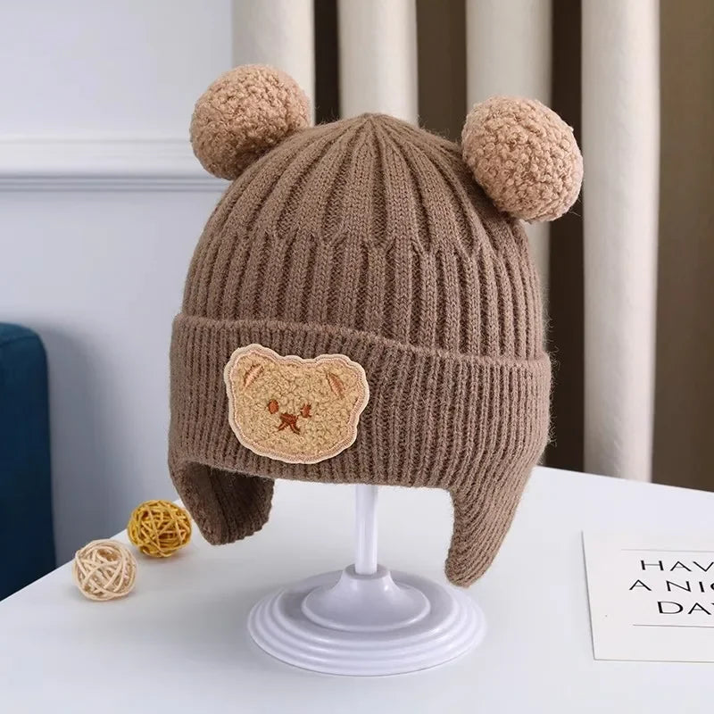 Boucle Bear Knit Beanie Hat