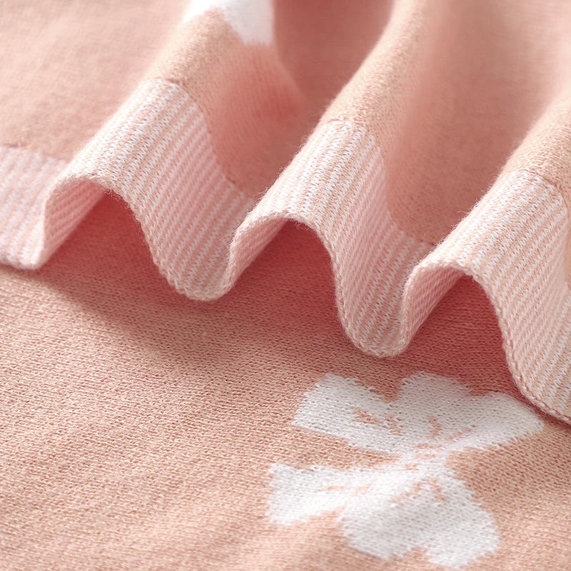 Bow Cotton Knitted Blanket