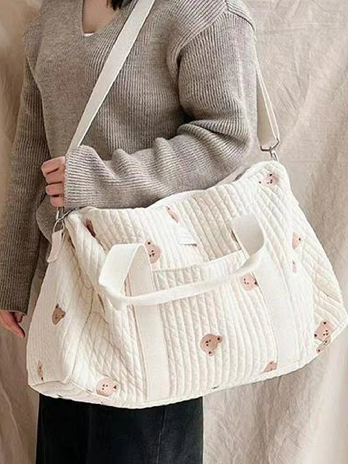 Bear Quilted Changing Diaper Bag