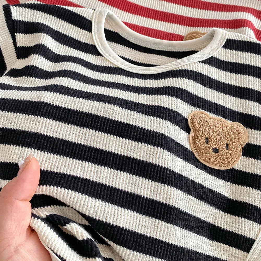 Striped Boucle Bear Top & Pants Set
