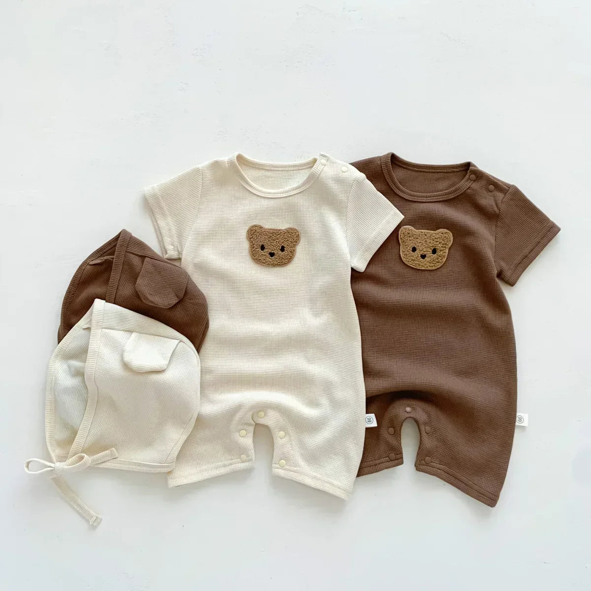 Boucle Bear Waffle Romper & Hat Set