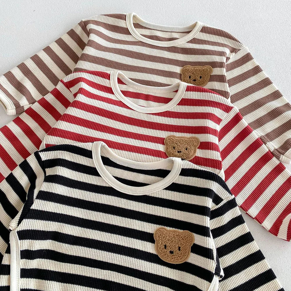 Striped Boucle Bear Top & Pants Set
