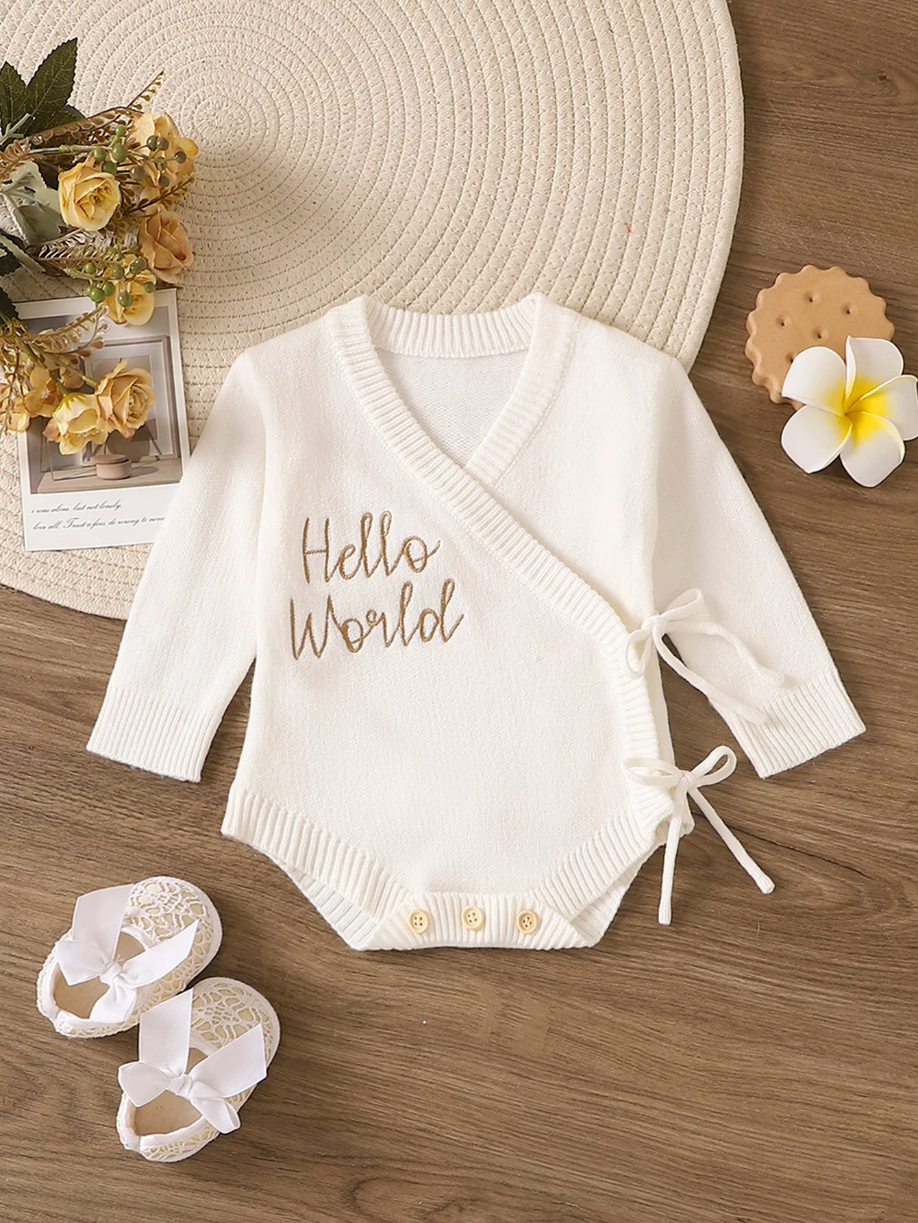 Hello World Romper with Tie