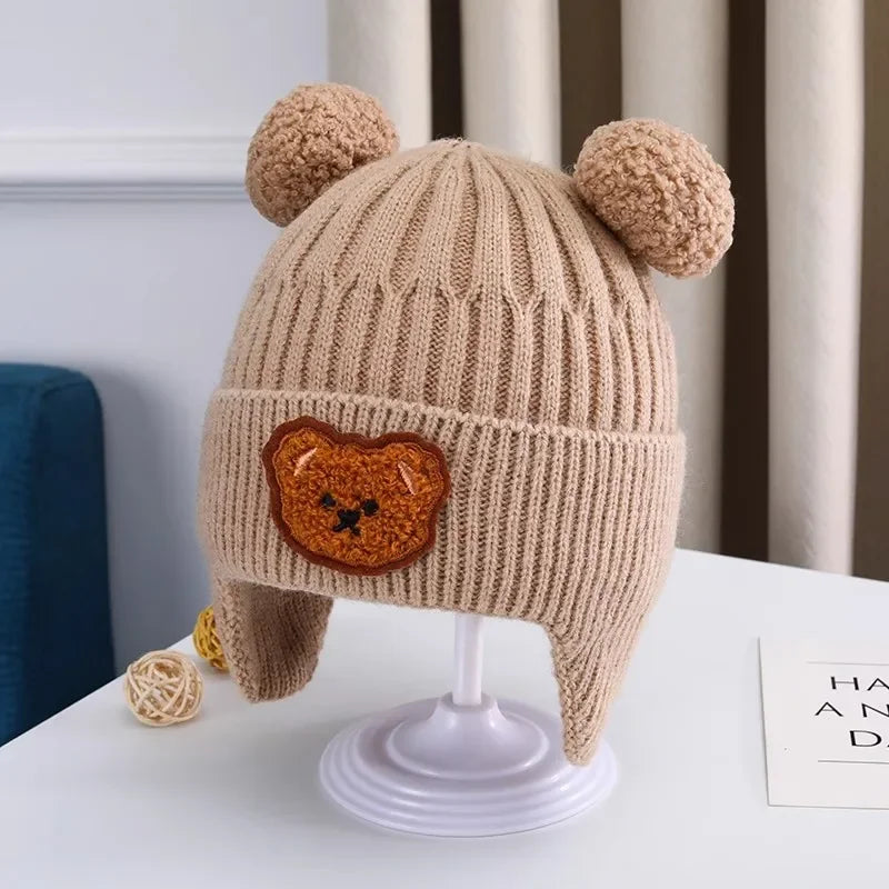 Boucle Bear Knit Beanie Hat