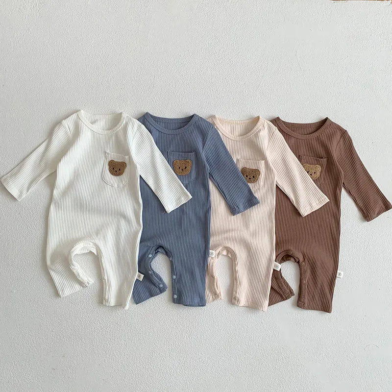 Boucle Bear Ribbed Romper