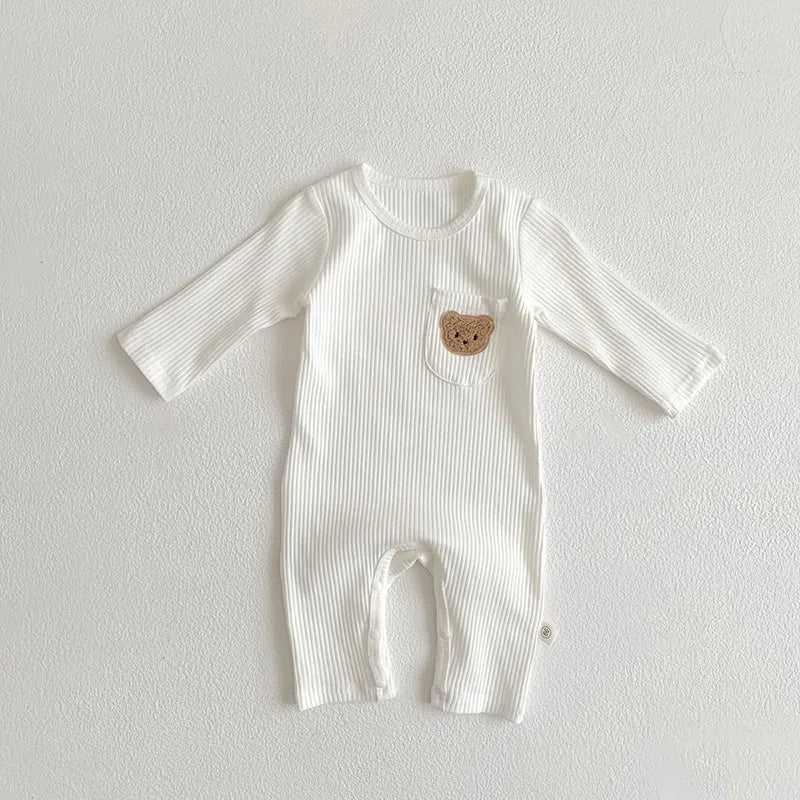 Boucle Bear Ribbed Romper