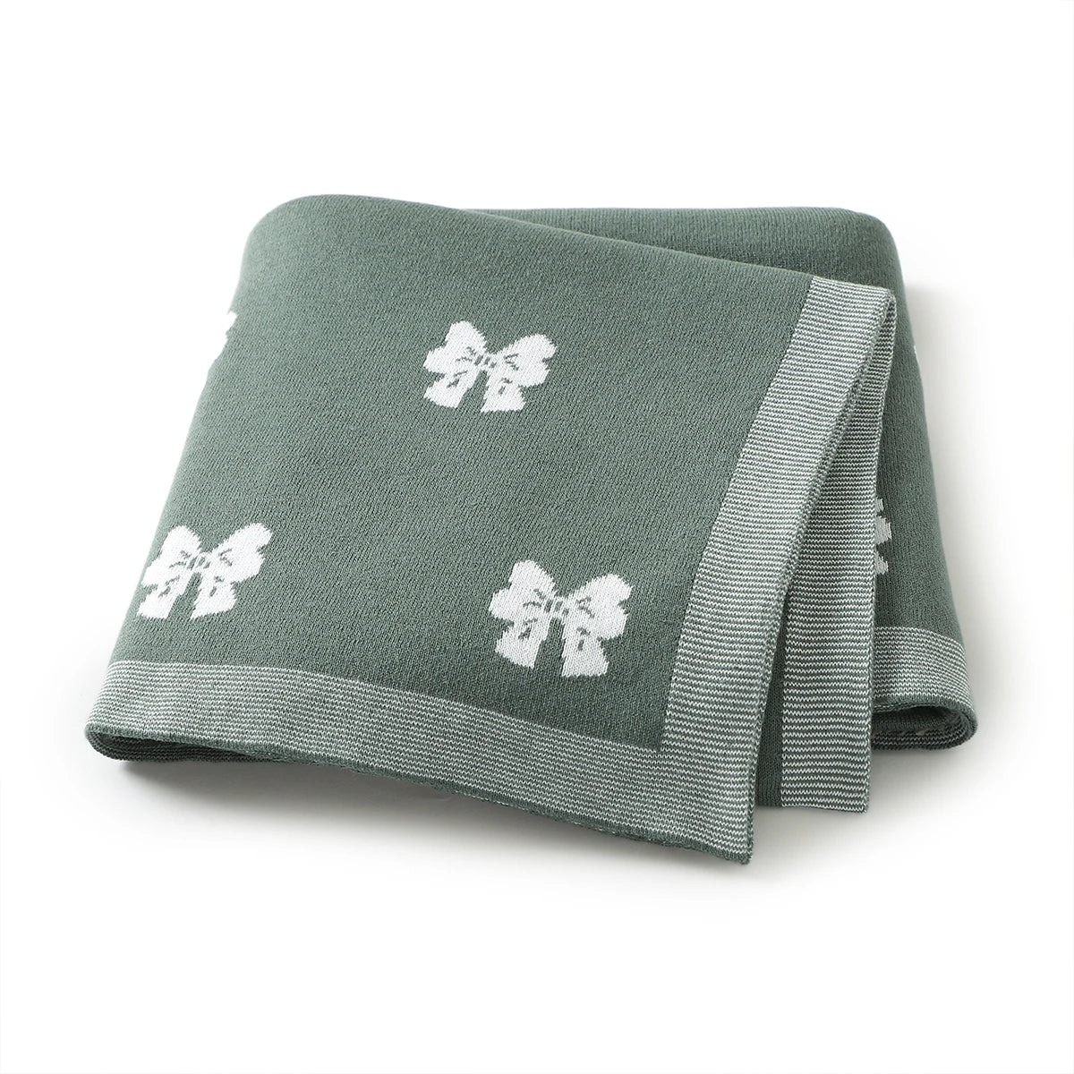 Bow Cotton Knitted Blanket